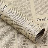 1個 ビンテージ新聞ラッピング紙 ギフトラップ ギフト包装紙 パッケージ紙 牛革 ブラック