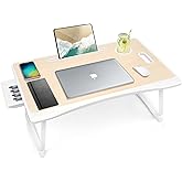 Amaredom Laptop Bed Desk Tray Bed Table, Foldable Portable Lap Desk Notebook Stand Reading Holder with Storage Drawer and Cup