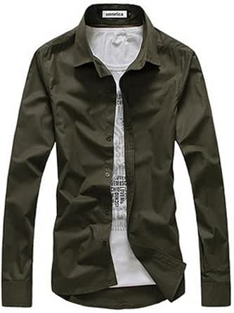 Amazon シャツ 光沢感 全16色 メンズ M L 白 黒 暖色系 寒色系 春 夏 秋 冬 L アーミーグリーン シャツ 通販