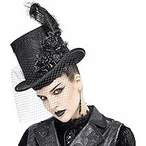 ゴスロリスタイルの黒い帽子　シルクハット　アリス コスプレ とんがりハット 帽子 ゴスロリ ハロウィン ロリータ