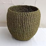 【ノーブランド品】[鉢カバー]アバカバスケット 直径21cmオリーブ[5号鉢用・高さ23cm]