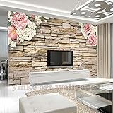 bzdhwwhフォト壁紙3d壁紙大理石石レンガ花ウォールペーパー寝室リビングルームテレビソファ背景幕 6989548240014