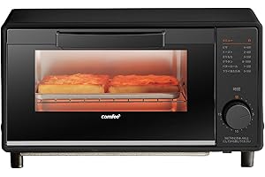 COMFEE' トースター オーブン・トースター 2枚焼き タイマー15分調節 1000W 上下高火力ヒーター 直感的なつまみ操作 焼き網＆受け皿付き お手入れカンタン CF-MD081-BK ブラック