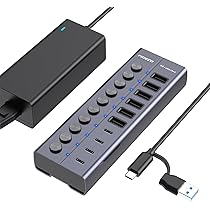 Amazon | FIDECO 60W USBハブ 電源付き 10ポートの 拡張 セルフパワー