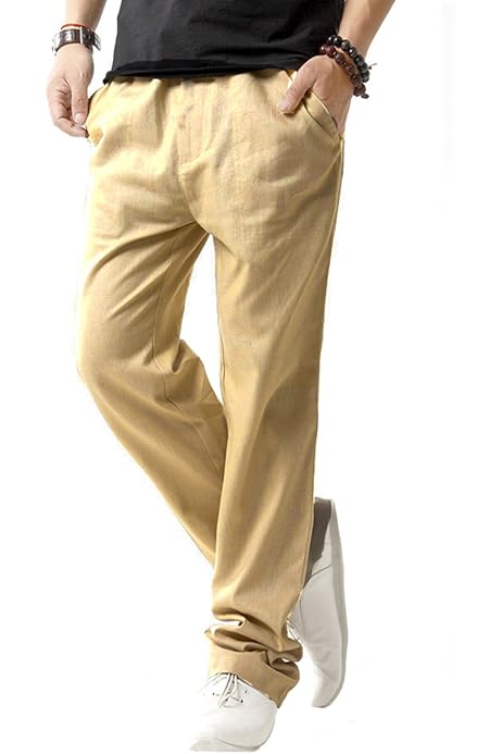 Linen Trousers Elastic Waist 