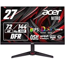 新品 Acerゲーミングモニター Nitro 27インチ 4K  IPS Amazon.co.jp: Acer Nitro ゲーミングモニター 27インチ WQHD