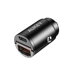 カーチャージャー AUKEY 世界最小最軽量 30W PD 2ポート車載充電器 PPS&QC 3.0対応 シガーソケット…