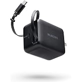 エレコム エレコム 充電器 急速充電 Type-C USB-C USB PD PPS対応 35W ケーブル一体型 巻き取り式 0.64m GaN 2ポート PSE認証 スマホ タブレット MacBook Air対応 コンパクト ブラック EC-AC1