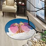 動物ラウンドエリアラグCartoon Like Seahorses forキッズ子供部屋ベビーガールズボーイズChildish Playroom nautilusoriental床やカーペットブルー 