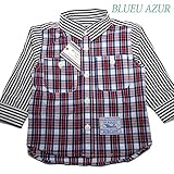 (ブルーアズール)BLUEU AZUR 長袖チェック&ストライプデザインシャツ 110cm