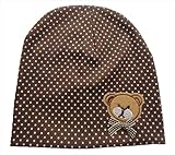 赤ちゃん ベビー ニット帽 かわいいクマのアップリケ 帽子 綿 全9色 ブラウン