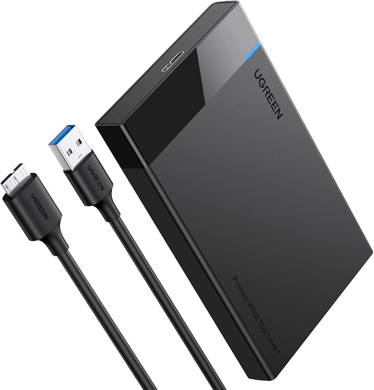 UGREEN 2.5インチ HDD ケース SSD ケース USB3.0接続 UASP対応 2.5型 SSD ケース 5Gbps高速転送速度 SATA 3.0 9.5mm/7mm対応 HDD ケース 6TB大容量対応 工具不要 ハードディスクケース ブラック 【USB A-Micro B ケーブル付き】