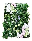 MedianField 【 ウォールグリーン 壁掛け 80cm×120cm フル セット グリーンマット×4 葉×4 ポトス×2 アジサイ×20 藤×2 緑バラ 】 フェイクグリーン リーフグリーン 