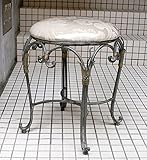 玄関スツール アイアンスツール アイアンチェア ネコ足 猫脚 Heirloom風 ヘアルーム柄 丸型スツール 軽量 男前インテリア