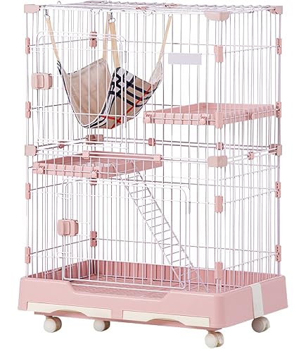 Amazon.co.jp: Purlove 猫 ケージ キャットケージ 2段 引き出しトレー