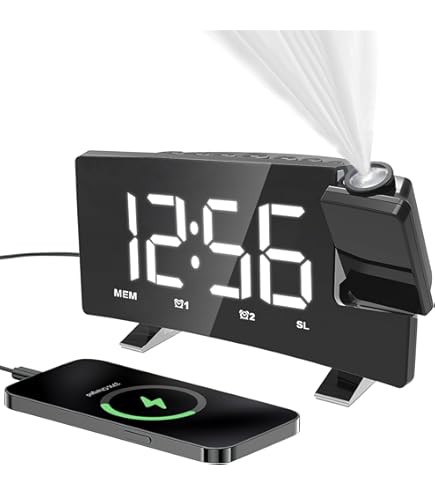 Amazon.co.jp: EVILTO デジタル投影時計 多機能目覚まし時計 温湿度計