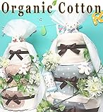 新登場！！オーガニック3段おむつケーキ★男の子　女の子♪ (Ｓサイズ40枚（目安2～5ヶ月前後）, ブルー)