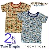 【海外製】Happy+mini　ロゴ恐竜柄/ステッカー車柄 2枚組半袖シャツ　100/110/120/130『7695/7696-mini-2PB』 (120)