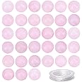 100Pcs Natural Crystal Beads Stone Gemstone Round Loose Energy Healing Beads with Free Crystal Stretch Cord for Jewelry Makin