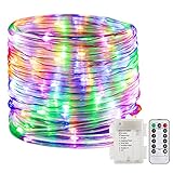 Gdealer 100 LEDロープライト電池式ストリングライト防水33 ft 8モード調光機能付きFireflyライトフェアリーライトリモートタイマー付きアウトドアインドアホームFestivalガー