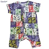 オーシャンアンドグラウンド ベビー肌着半袖 ロンパース PATCHWORK レッド