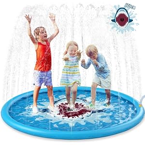 Jasonwell 噴水マット 170cm サメ 噴水 家庭用プール 噴水池 親子 水遊び おもちゃ 男の子 女の子 夏…