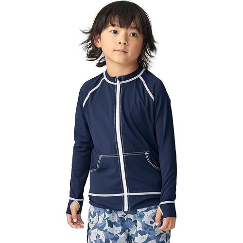 [アクレイス] ラッシュガード キッズ 長袖 フードなし ポケット ジップアップ 男の子 女の子 サウナ uvカットupf50+ 100 110 120 130 140 150 160