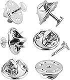 LIFE STAR ピンバッジの留め具 蝶タック 120個セット タックピン ブローチ ピンバックロック留め金の交換 バタフライクラッチタイ 長さ8mm 薄型 貼付用 シルバー