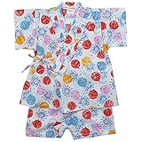 《盛夏 甚平》(ジンベイ) 日本製ベビー女児 リップル生地ゴム風船柄甚平スーツ 80cm/OW NO.OG-75573