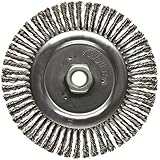 Weiler Dualife Narrow Face Wire Wheel Brush, Threaded Hole, Stainless Steel 302, Stringer Knotted, 6