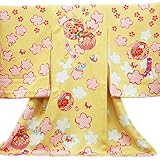 【お宮参り着物】【淡い山吹色系 毬に疋田梅と桜柄】女の子 正絹 友禅 刺繍【風呂敷プレゼント/ギフト対応】
