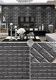 3D壁紙テレビの背景レンガ3D壁ステッカーリビングルームの泡レンガのステッカーベッドルームの模造ソフトパッケージ自己粘着性の壁紙 ( Color : Black )