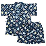 《盛夏 甚平》(ジンベイ) 日本製ベビー男児 リップル生地和柄甚平スーツ 80cm/ネイビー NO.OG-75548