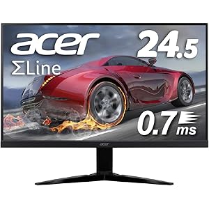 Acer ゲーミングモニター SigmaLine 24.5インチ KG251QGbmiix 0.7ms 75Hz TN FPS向き フルHD FreeSync フレームレス HDMIx2 スピーカー内蔵 ブルーライト軽減