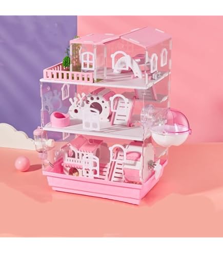 Amazon | ハムスターケージ 透明 ハムスターハウス 【3階デザイン+贅沢