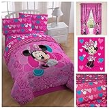 Disney Minnie Mouse Complete Bedding Comforter Set with Window Curtains - Twin [並行輸入品]