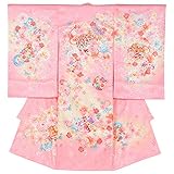 女の子初着 お宮参り着物 ポリエステル ピンク まりに菊