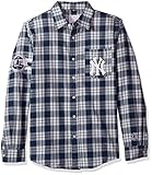 ニューヨーク・ヤンキースWordmark基本的なフランネルシャツ S ブルー