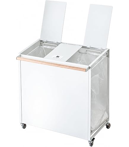 Amazon｜分別 ダストワゴン 45L 3分別 ホワイト W76×D44×H60cm
