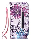 UNEXTATI iPhone SE ケース 手帳型ケース 2 in 1 高級PUレザー 耐衝撃 全面保護 Apple iPhone SE ケース カバー Case (紫色, P2)