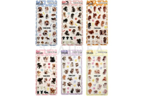 【アイデア】ぷくぷくジェリーシール ぷくジェリ THE DOG 正規品 ３D 立体 女の子用 平成女児 平成レトロ 動物 シール交換 プレゼント かわいい デコ DIY 装飾 手帳用 スマホケース用 (THE DOGセット（6種）)