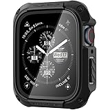Spigen Apple Watch ケース 41mm ガラス 一体型 【 Series 9 / 8 / 7 対応 】 米軍MIL規格取得 画面保護 耐衝撃 落下 衝撃 吸収 すり傷 防止 保護カバー タフ・アーマー ACS04191 (ブラック)