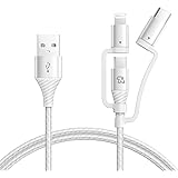 Teleadapt ライトニング/USB Type C/Micro USB ケーブル 3-in-1 充電ケーブル 2.4A/480MBPS 急速充電ケーブル MFi認証 iphone/Android 多機種対応 （0.9m 白）