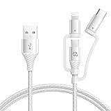 Teleadapt ライトニング/USB Type C/Micro USB ケーブル 3-in-1 充電ケーブル 2.4A/480MBPS 急速充電ケーブル MFi認証 iphone/Android 多機種対応 （0.9m 白）
