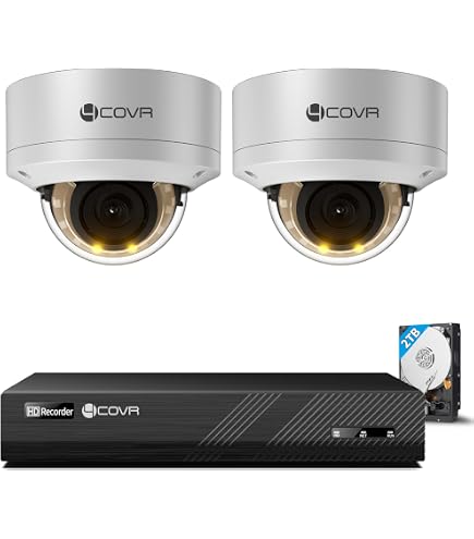 Amazon.co.jp: 4COVR 防犯カメラ PoE給電 有線 ドーム型カメラ 500万