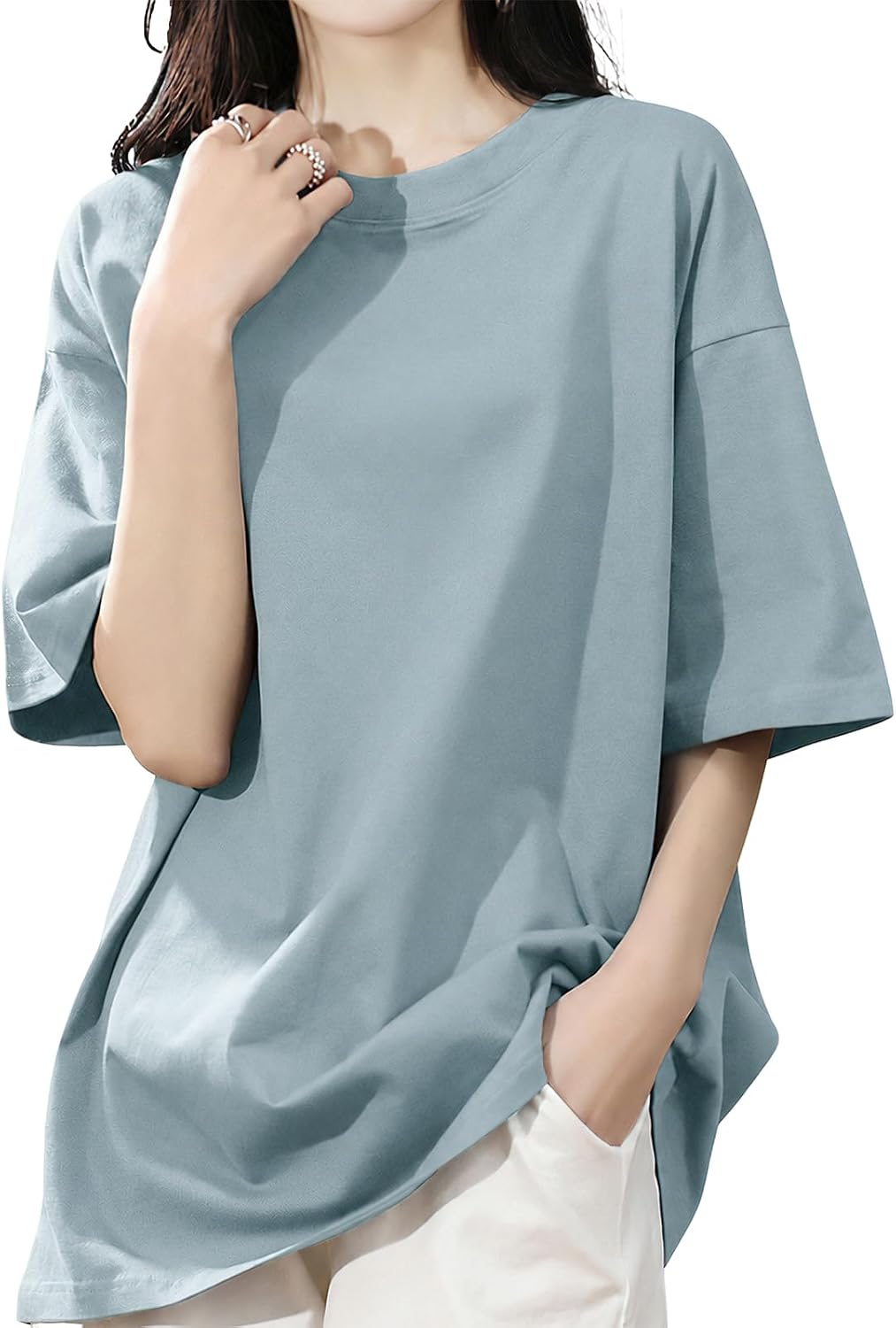[CAMPURE] tシャツ レディース 半袖 体形カバー 着痩せ 大きいサイズ | レディーストップス ゆったり 抗菌防臭 吸汗速乾 通気 細見え レディース夏服