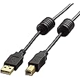 エレコム USBケーブル 【B】 USB2.0 (USB A オス to USB B オス) フェライトコア付 0.7m ブラック U2C-BF07BK