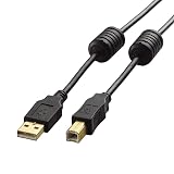 エレコム USBケーブル 【B】 USB2.0 (USB A オス to USB B オス) フェライトコア付 0.7m ブラック U2C-BF07BK