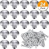 bememo 24パックシルバーキャビネットノブキッチンラウンド引き出しドレッサーハンドルキッチンキャビネットラウンドPullsステンレススチールハードウェア