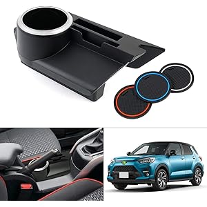 Cartist トヨタ ライズ RAIZE ドリンクホルダー カップホルダー 車用 2020年新型モデル 車種専用設計 A200A A210A 2019.11-現行 コンソール 増設カップホルダー 増設キット 携帯入れ カード収納 カスタムパーツ 内装パーツ ラバーマット3枚付き メーカー直営 (トヨタ ライズ RAIZE 2019年11～, ブラック)